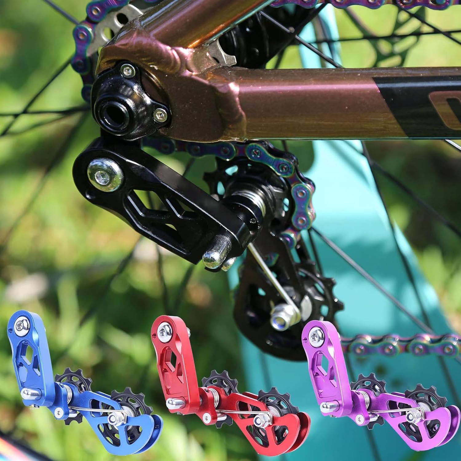 Bicycles Chain Tensioner, Bikes Chain Guide Protector, Aluminum Alloy Bikes Single Speed Chain Tensioner Speed Adjuster