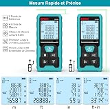 Kiprim Télémètre Laser Vert, 100M Appareil de Mesure Numérique avec Batterie USB Type C, Précision ±2 mm, Niveau Électronique, 10 Modes de Mesure, Laser de Classe II, Plaque Réflectrice, LD100 - 5