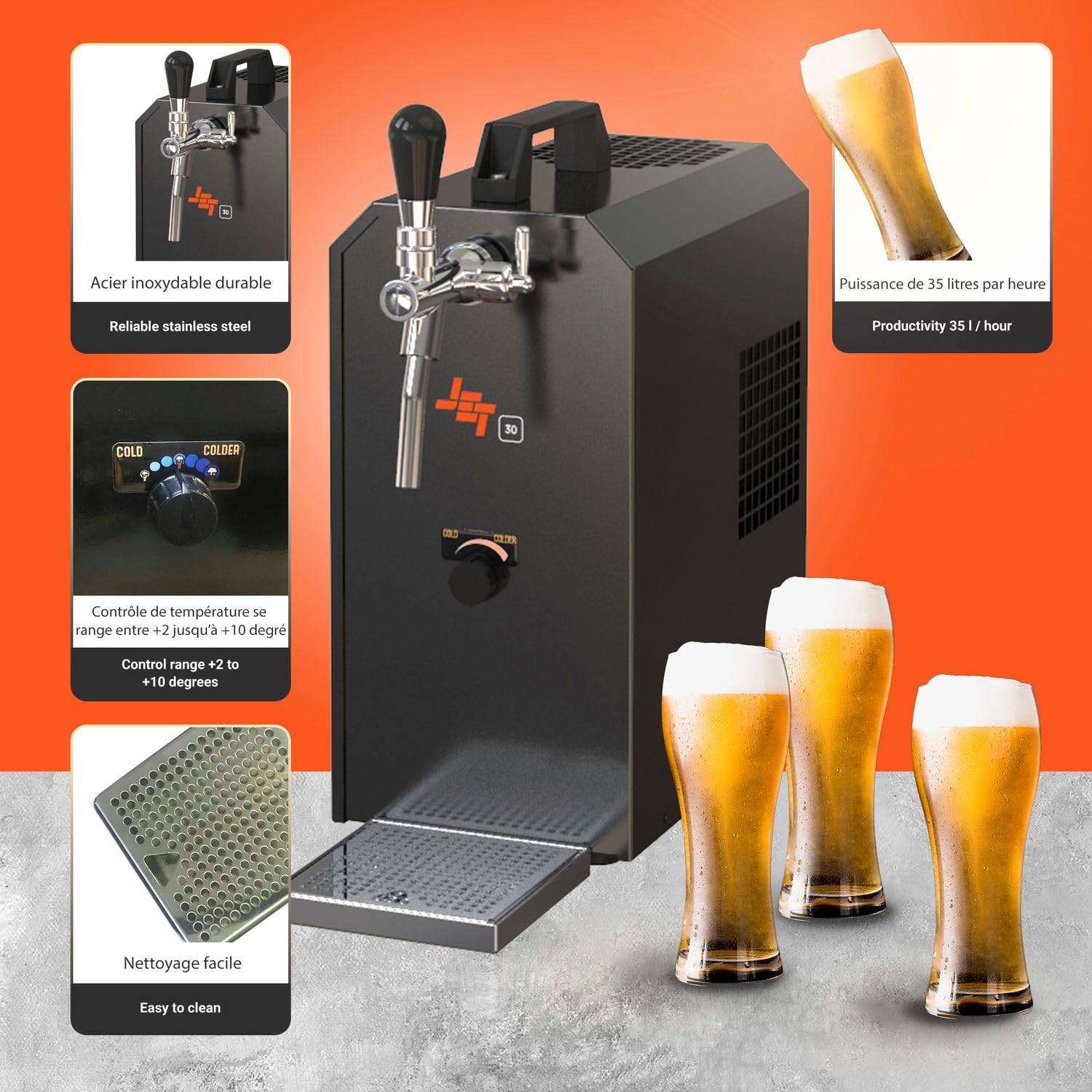 Dispensador de Cerveza - Jet 30 Enfriador seco de 1 línea, 35 litros/h -Cerveza, Enfriador de Flujo