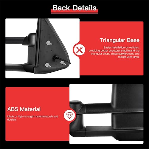 Miniatura 4 de Espejos de remolque aptos para Cadillac para Chevy para GMC Escalade Silverado Sierra 2003-2007 Reemplazar potencia ajustada, función calefactable,