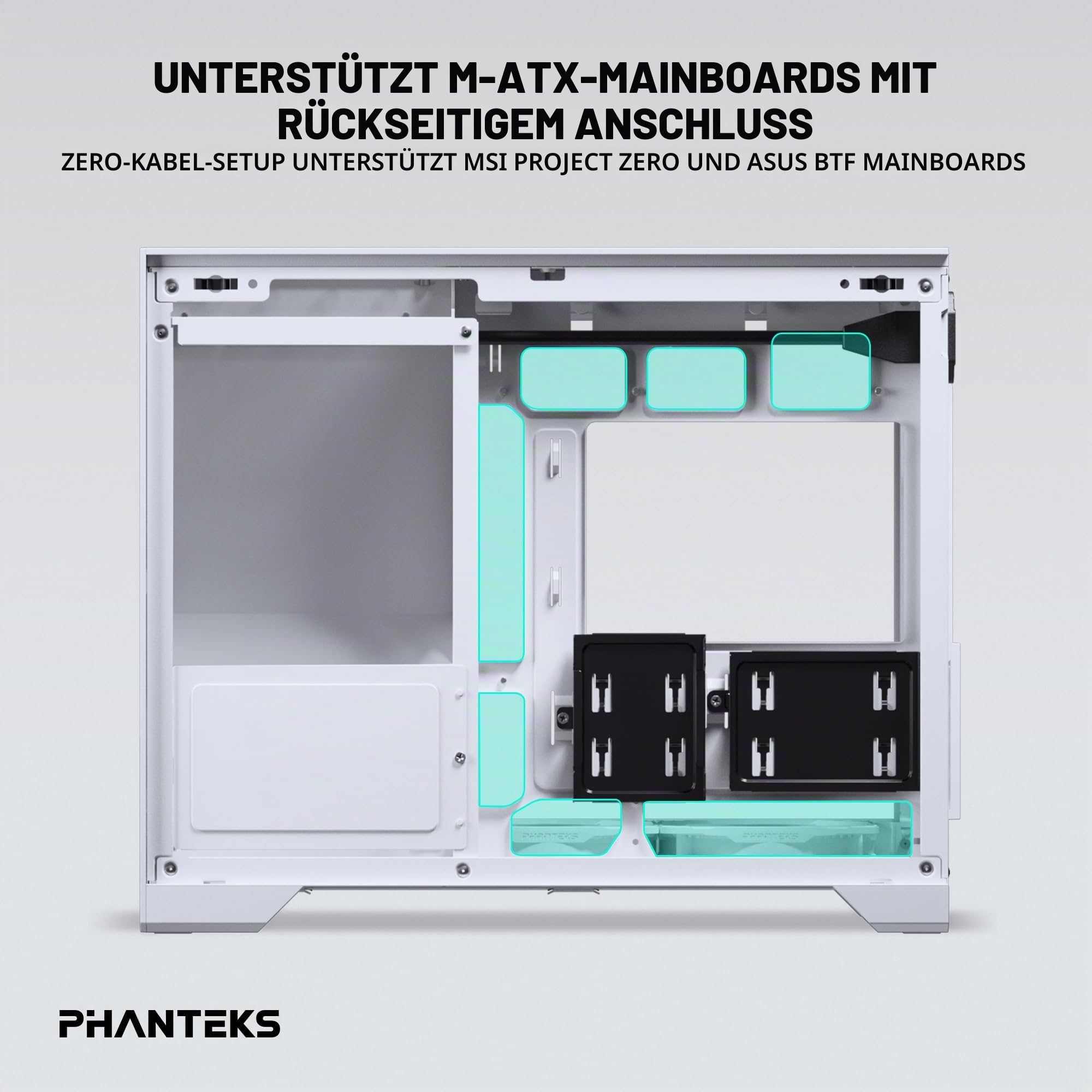 Phanteks XT V3 Mini-Tower PC-Gehäuse Weiß – Kompaktes Micro-ATX Case mit Tempered Glass, Unterstützung für 360mm Radiator & 430mm Grafikkarten – mit 3X 120mm RGB Lüftern