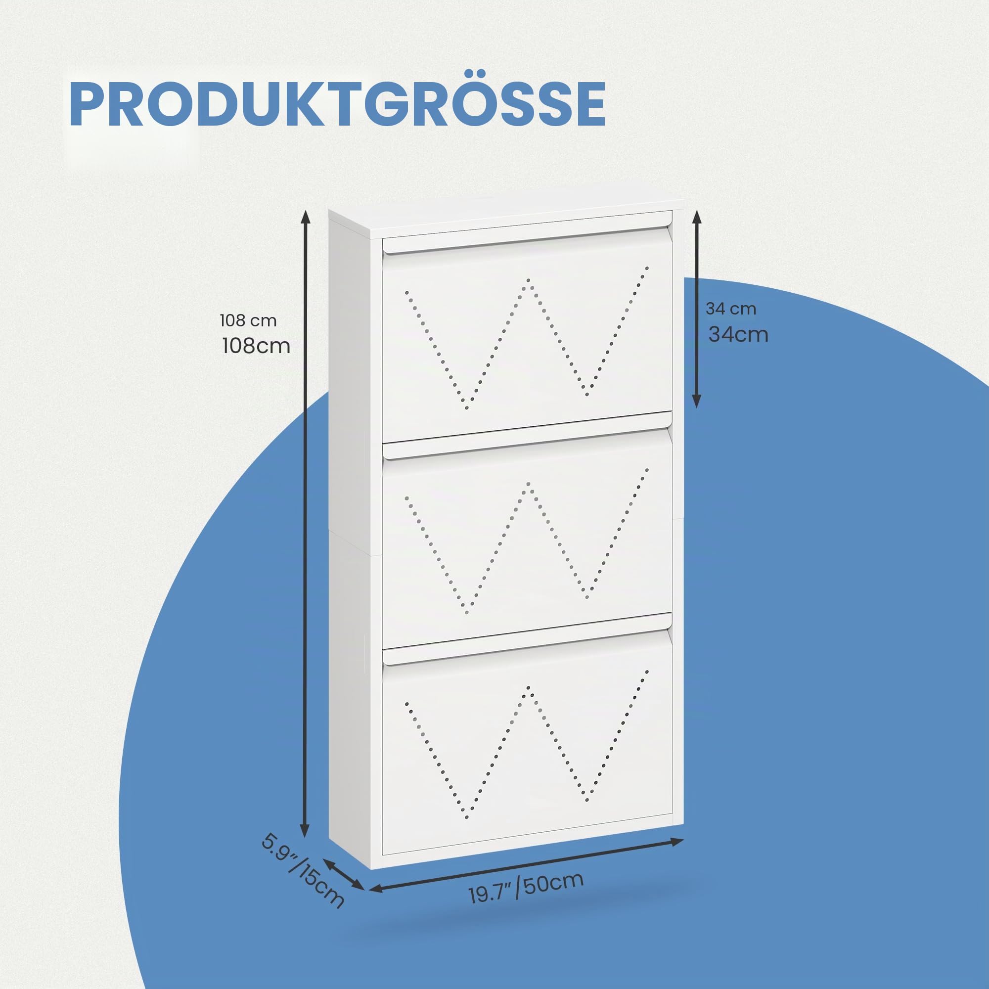 TAUS Schuhschrank Schmal Schuhregal Metall Schuhkipper mit Magnet Klappen Schuhablage Montiert und Wandmontage (Weiß, 3 Klappen) (2)