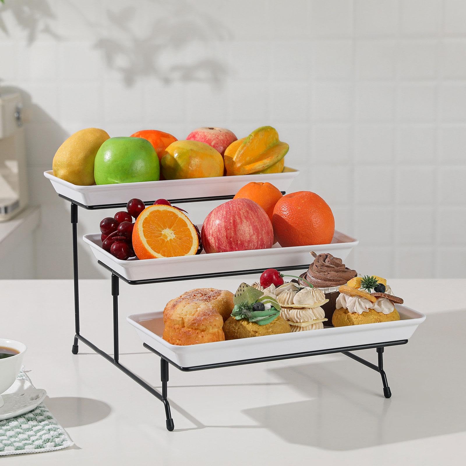 Sharplace Cupcake Soporte para Pasteles Bandeja de Niveles Organizador de Fruta Y Dulces Exhibidor Decorativo Reutilizable Estructura Sólida Material de, Negro, Individual