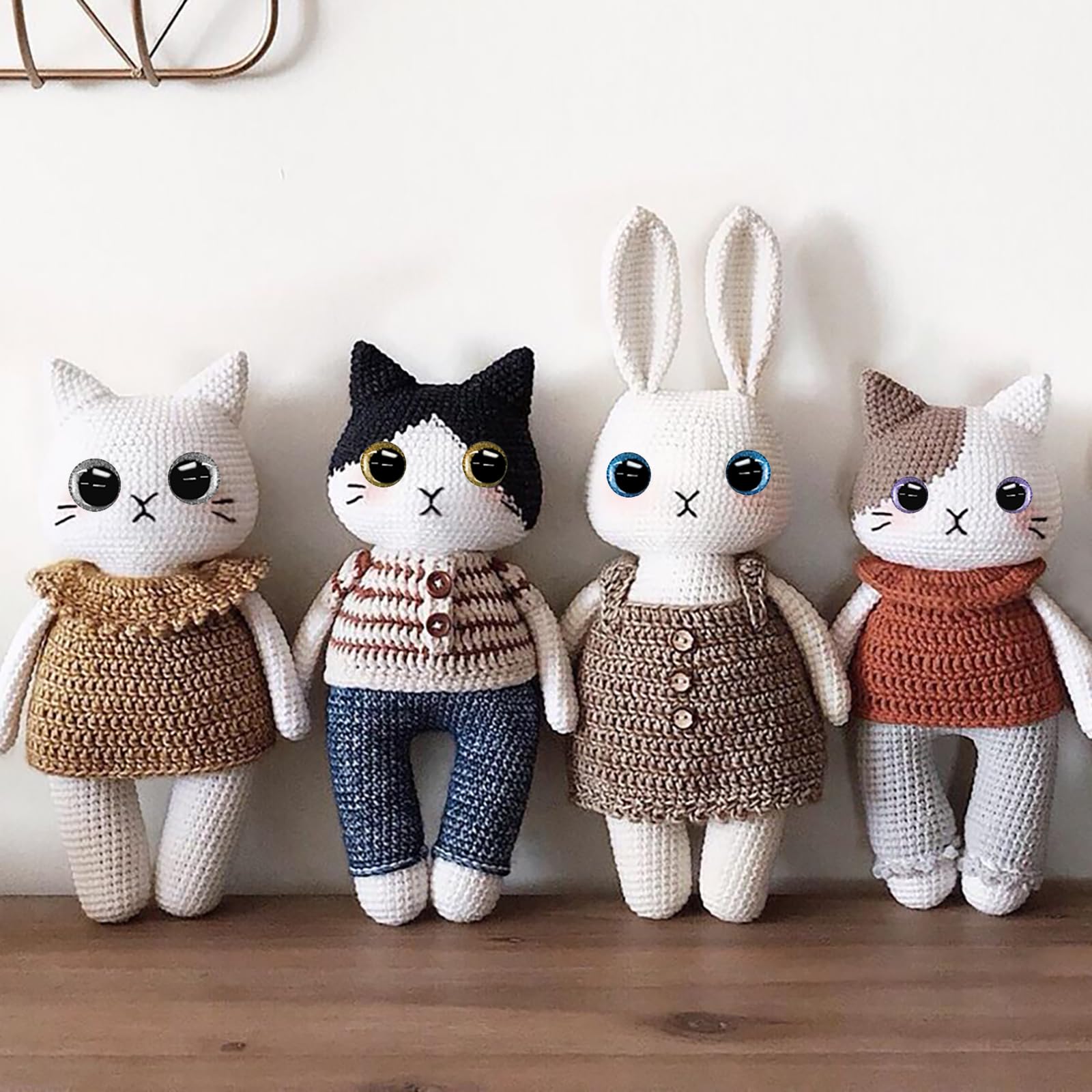 MUCUNNIA Lot De 162 Yeux De Sécurité à Paillettes Améliorés De 6 à 24 Mm Pour Crochet Avec Rondelles, Grands Yeux De Sécurité Pour Animaux En Peluche, Décorations De Saint-Valentin