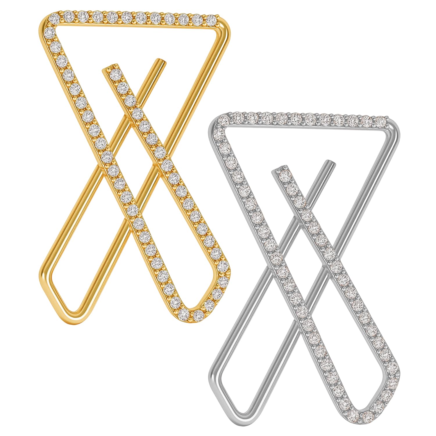 FASHIONS Gold & Silver Plated Sparkling Rhinestone X Shape Saree Safety Pin Brooch Combo Anti-Tarnish Designer Brooch Set for Sari Pleats Dupatta Hijab Chunni Pallu Dresses Women & Girls