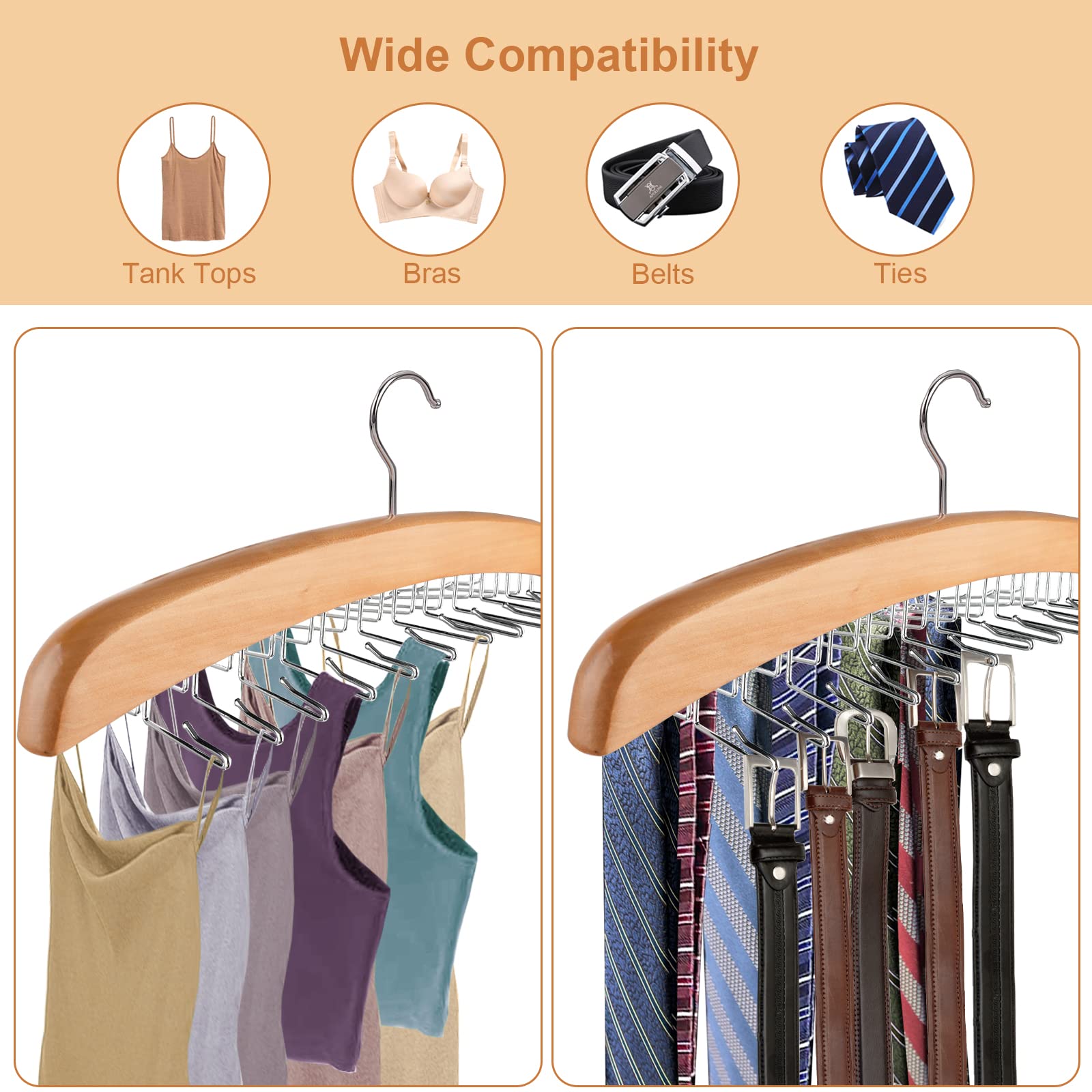 BH-Organizer 2er-Pack – Tanktop-Kleiderbügel Mit Drehbaren Haken, Metall, Platzsparend Für Schrank & Kleiderschublade