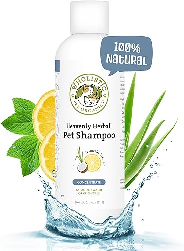 Wholistic Pet Organics Champú concentrado para mascotas Champú y acondicionador orgánico Heavenly Herbal para perros, champú natural para cachorros