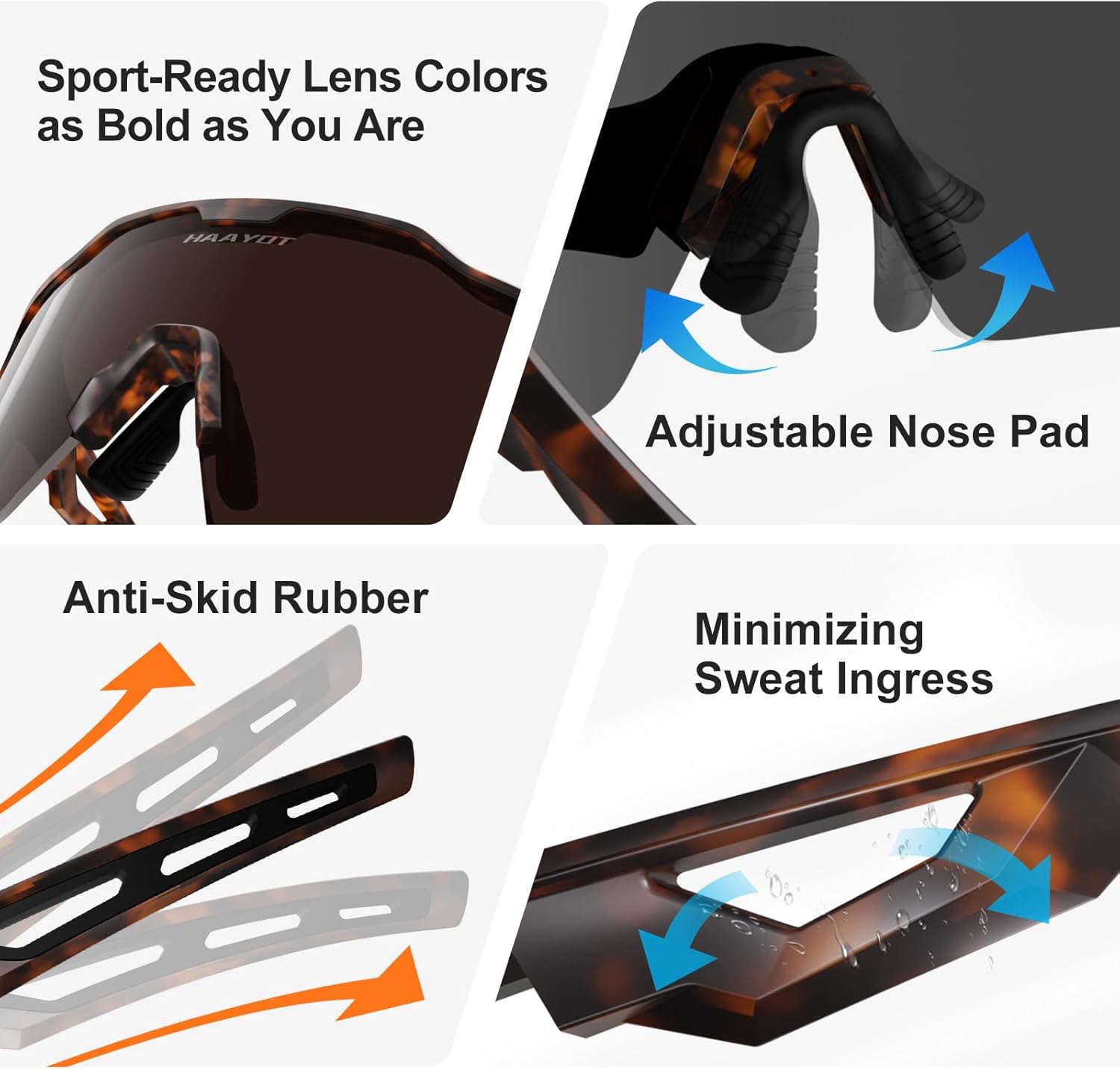 HAAYOT Polarized Sports Sunglasses for Men Women Youth Baseball Cycling Running Softball Biking Glasses 5 Lenses - Image 6