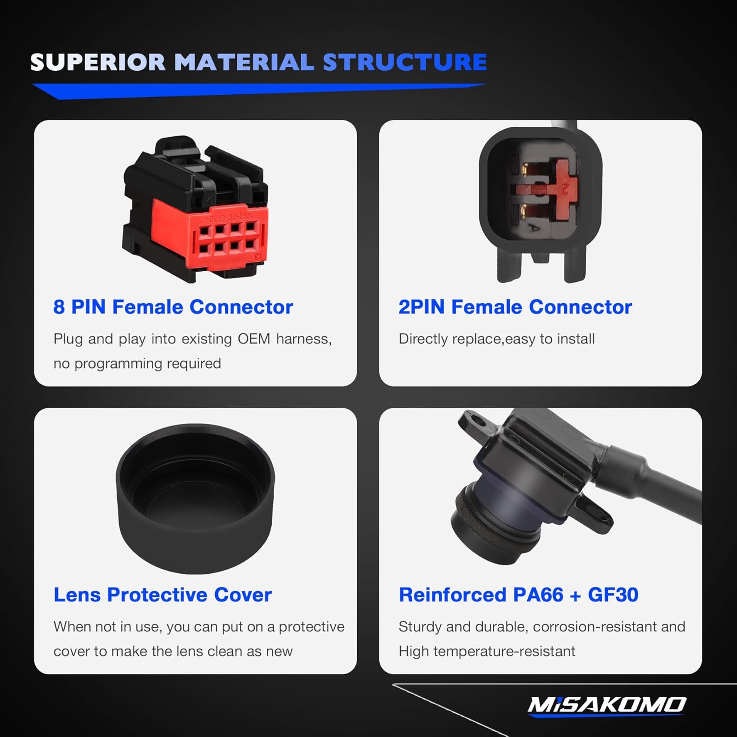 Rear View Backup Camera Compatible with Chrysler Town Country 2011-2016 & Dodge Grand Caravan 2011-2020, Replace 4672639AA CH1960103, HD Color Night Vision Reverse Camera