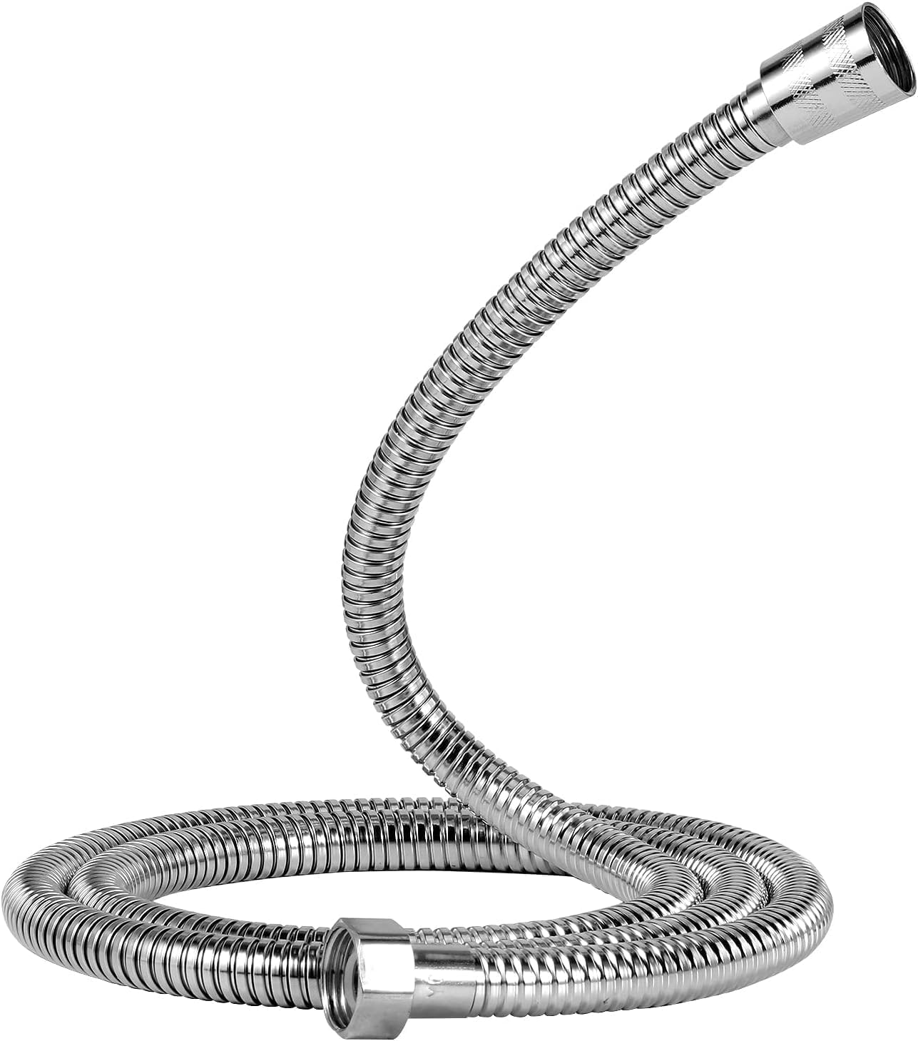 Vinabo Flexibler Brauseschlauch 1,5 m aus Edelstahl, langlebig, hohe Temperatur, verdrehsicher, verchromter Brauseschlauch, G1/2, 59 Zoll (Packung mit 5)