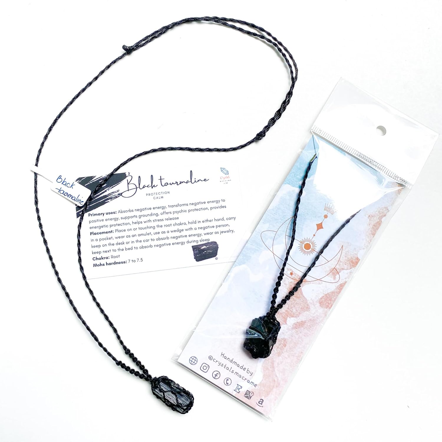 Raw Black Tourmaline Necklace – Handmade Macramé Crystal Pendant – Adjustable necklace Gift for Everyday Balance - Image 7