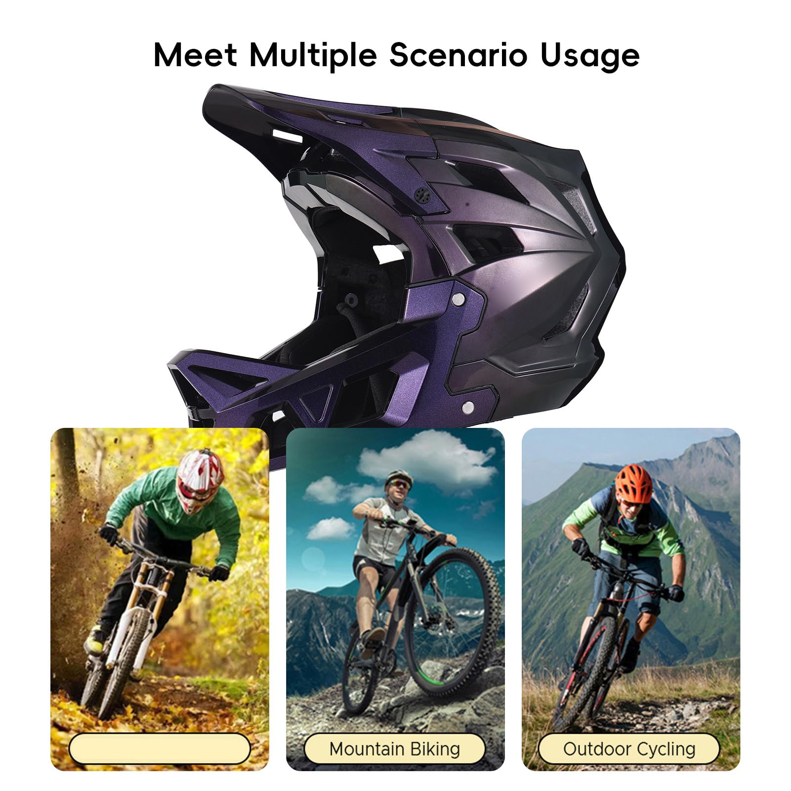 Casco Integral de Bicicleta de montaña para Hombre con Visera, Forro de EPS, Ligero, Transpirable, para terrenos difíciles y Carreras.