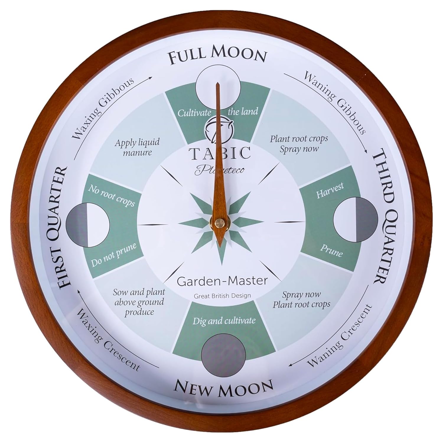 Planeteco Garden Master - Moon Gardening Clock - Lunar Harmony Guide with Moon Clocks -Essential Gardening Tool for Biodynamic & Organic Gardening - Transform Your Garden - Dark Stain