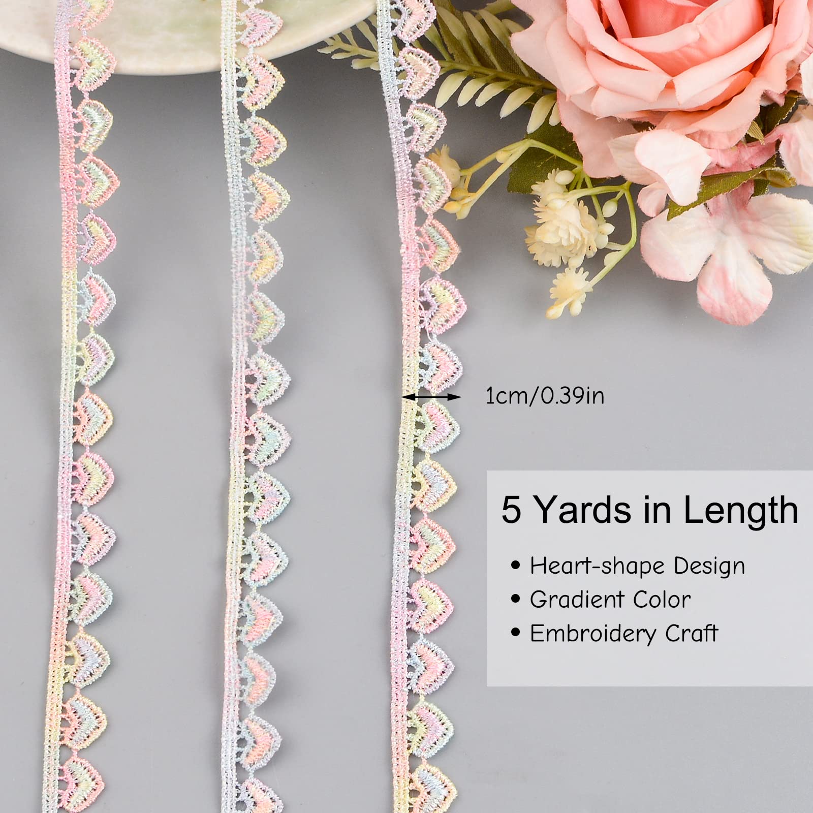 Bordure Dentelle Cœur Blanc URROMA 15 Yards - Ruban Dentelle Brodée Pour Couture Et Décoration