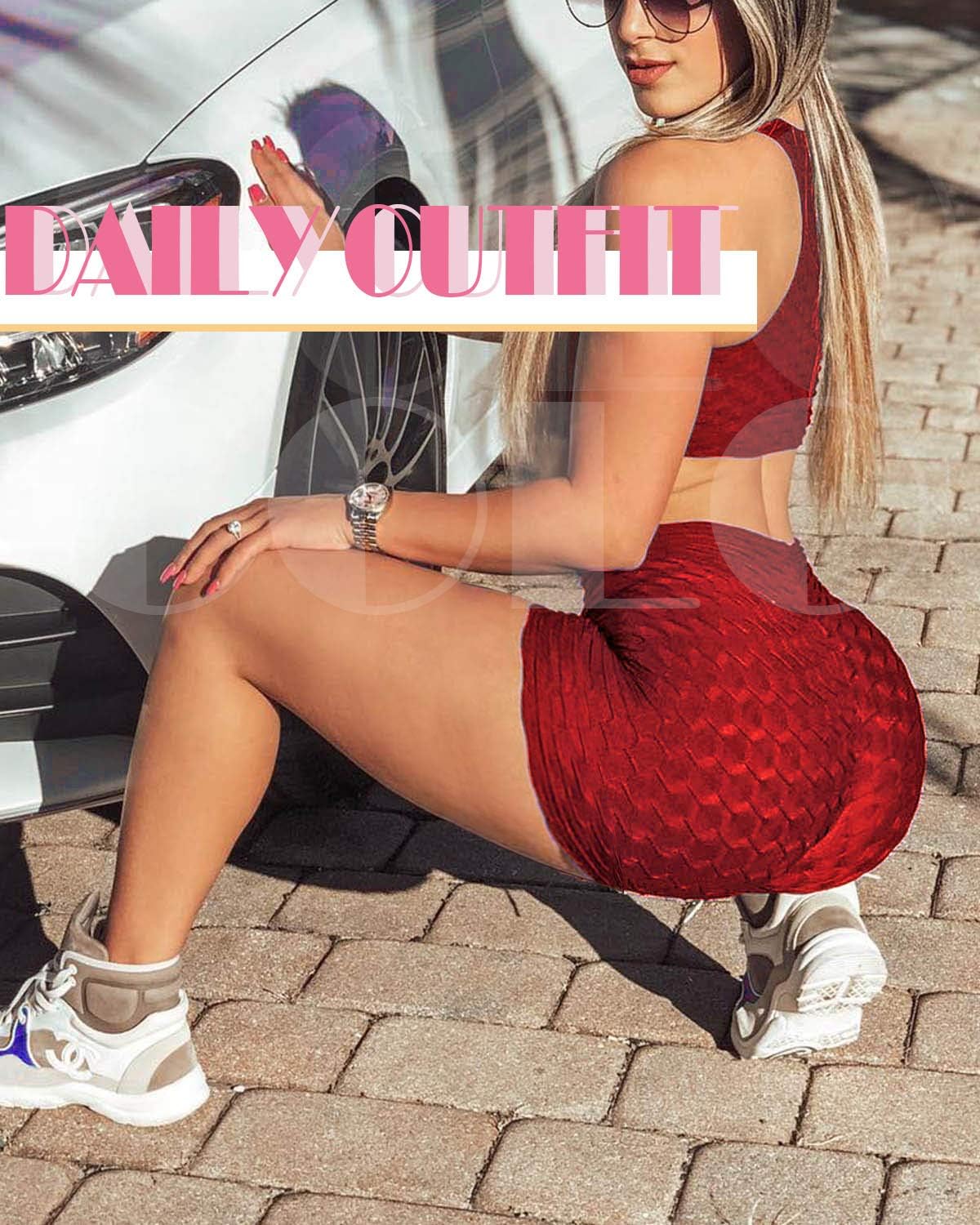 Booty Shorts Naughty Scrunch Butt Lifting Leggings Workout High Waisted Textured Bottom - Image 4