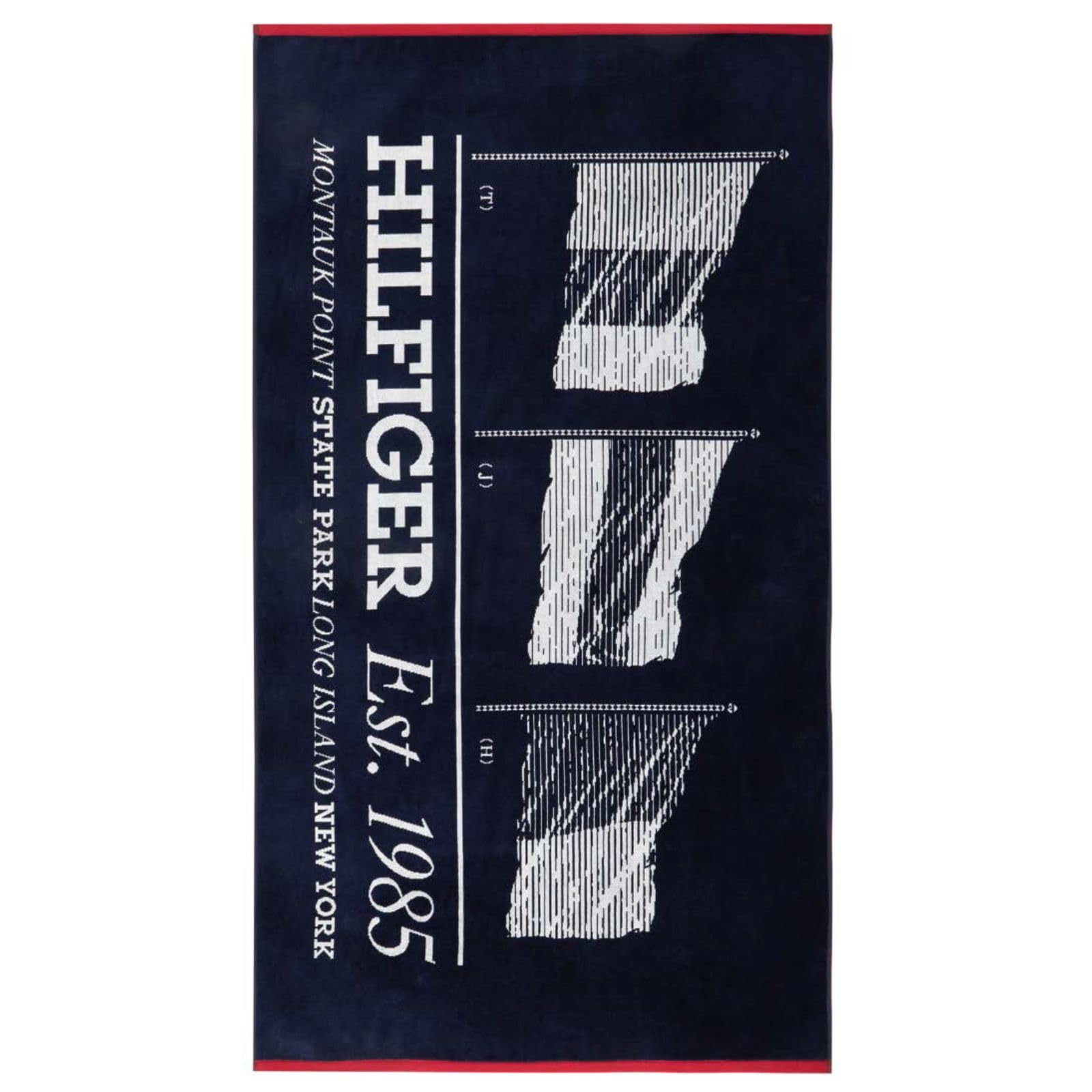 Tommy Hilfiger Serviette de Plage Piscine Plage Serviette Maxi en Éponge de Pur Coton Chenillé Motif: Skipper 51 Taille: 90 x 170 cm