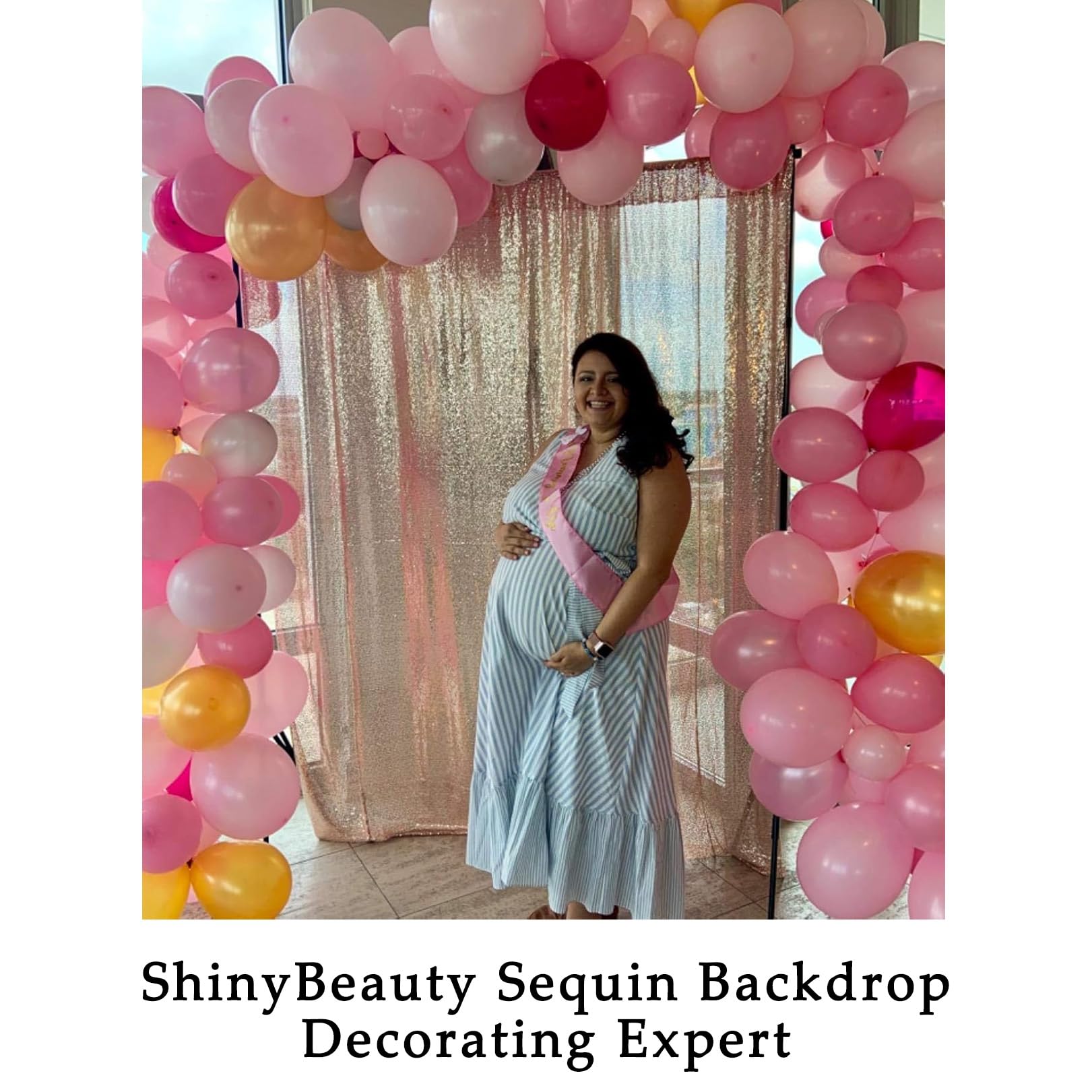 Tenda Sfondo Paillettes Oro 4x7ft - Per Matrimoni, Feste E Decorazioni Casa - Foto 9