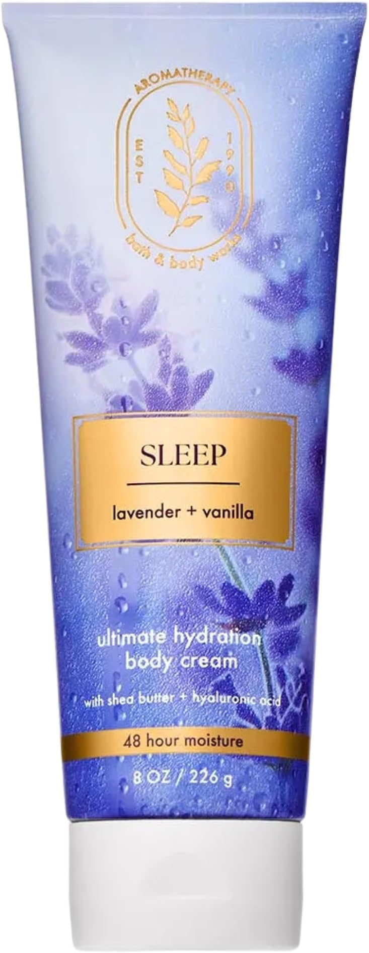 Lavender Vanilla Aromatherapy Body Cream, Ultimate Hydration Moisturizer with Shea Butter & Hyaluronic Acid for Dry Skin, 8 fl oz - 1 Pack