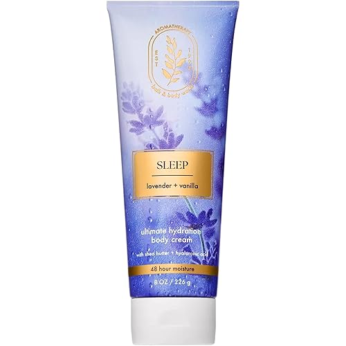 Bath & Body Works Lavender Vanilla Aromatherapy Body Cream, Ultimate Hydration Moisturizer with Shea Butter & Hyaluronic Acid for Dry Skin, 8 fl oz - 1 Pack
