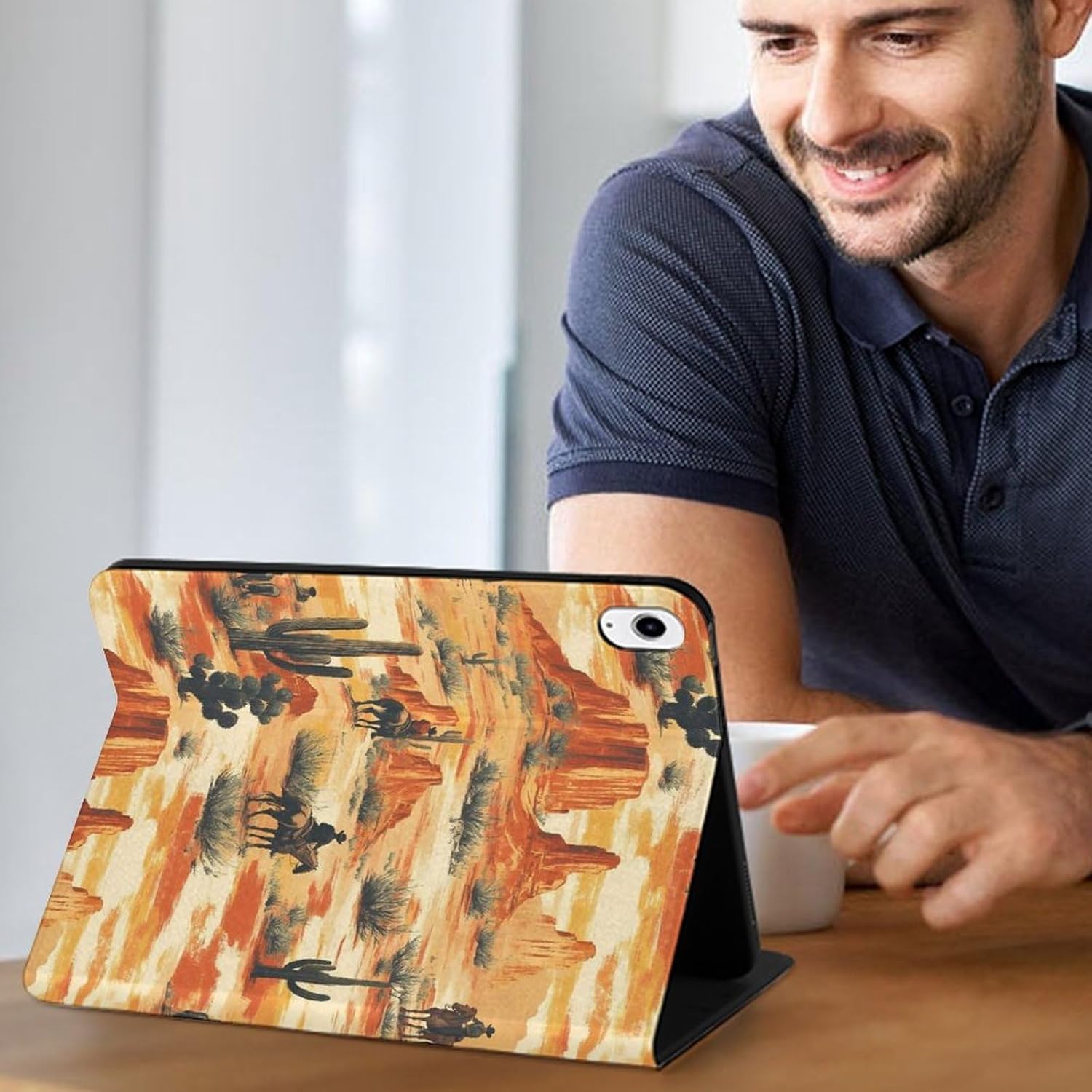Compatible with iPad A16 Case 11 Inch 2025, Slim Retro Western Cowboy (A) Print Tablet Cover Compatible with iPad 10th Generation Case 10.9 Inch 2022 with Stand Auto Wake/Sleep
