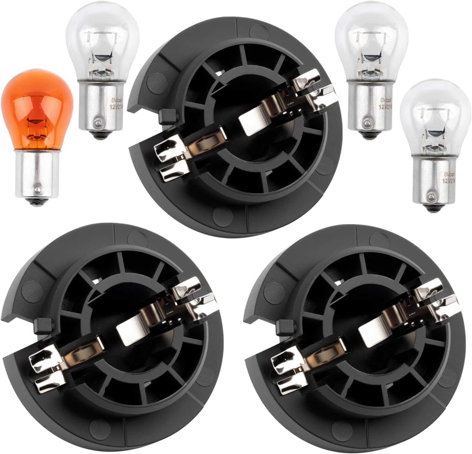 Rear Tail Light Bulb Connector Socket with Bulb Compatible with Mini R55 R56 R57 R58 R59 R61 Turn Signal Brake Reverse Lamp Holder Base Replace #63212756177 3PCS