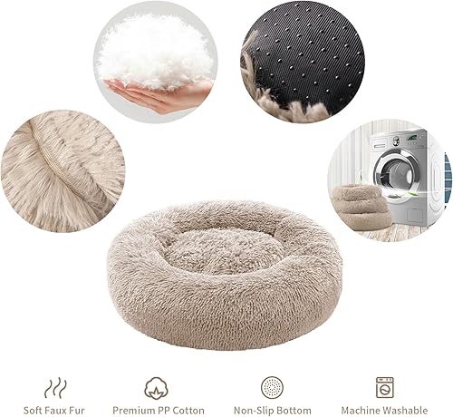 Miniatura 2 de Cama pequeña para gatos de interior, cama autocalentable en forma de donut para gatos pequeños que se mantienen calientes, cama lavable para