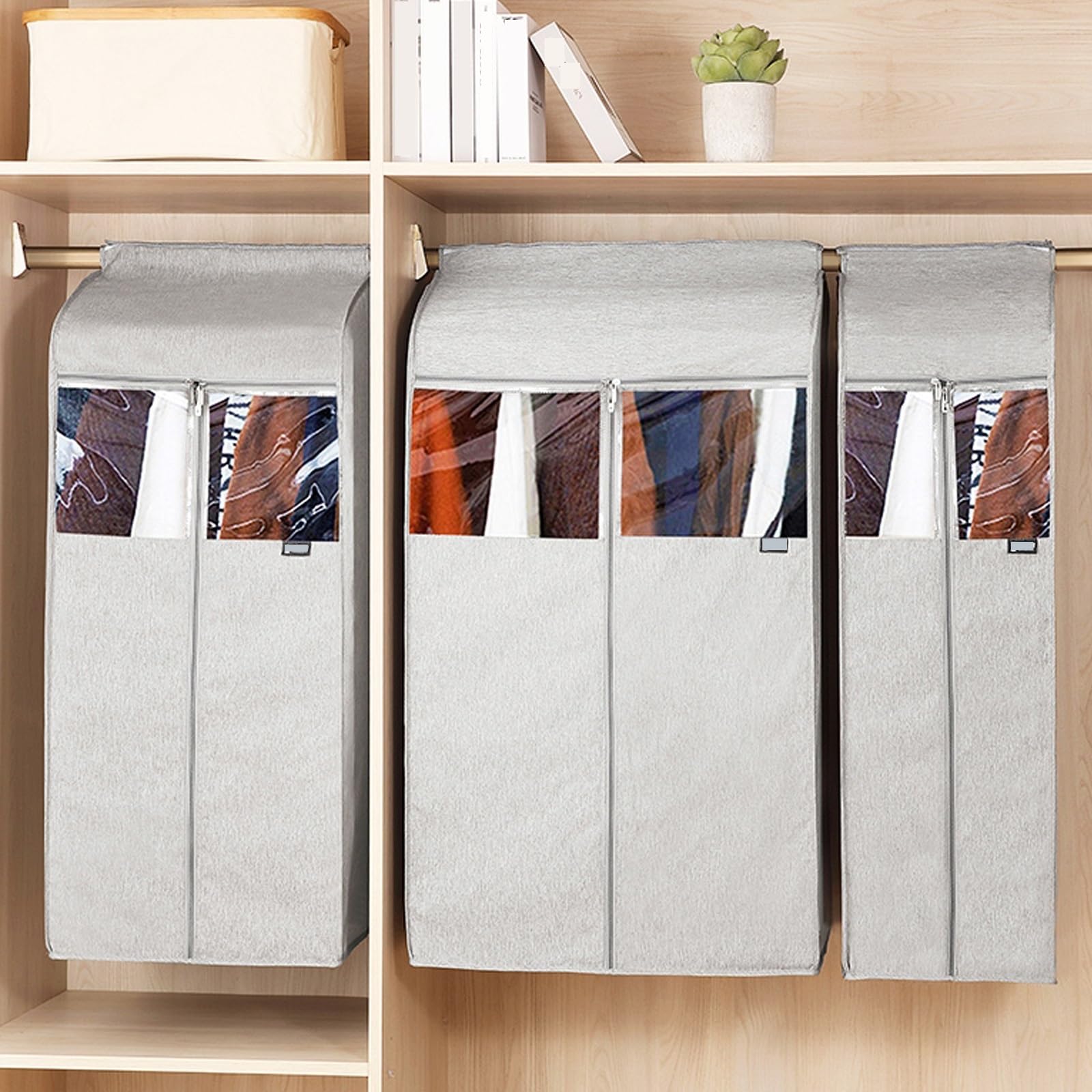 Copriabiti con Cerniera Tessuto Armadio Tessuto Lavabili, Custodie Abiti A Prova di umidità e Polvere per Tute, Cappotti, Vestiti, Giacche e Piumini (2 Colori) (Color : B, Size : 58 * 52 * 85cm)