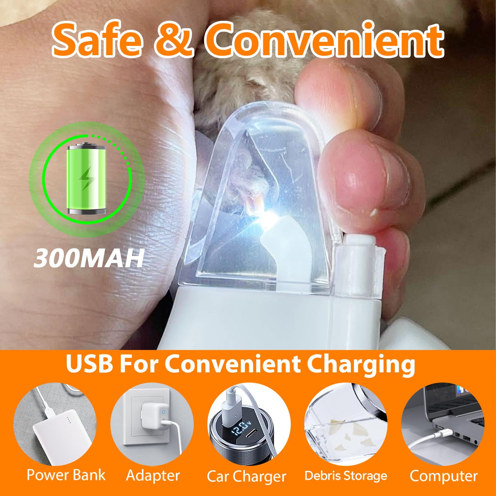 2-in-1Dog Nail Clippers & Dog Nail Grinder,Dog Nail Trimmers with LED Lights,USB Rechargeable,Quick Sensor and Splash Guard,Cat Nail Clippers Trimmers for Small,Medium,and Large Dogs & Cats - image 5
