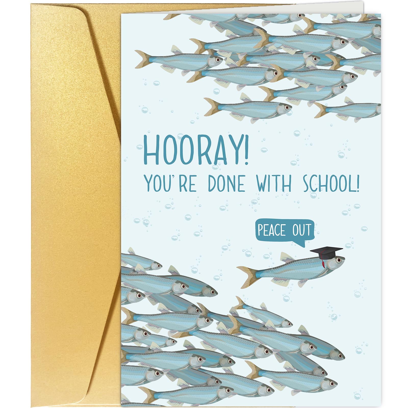 Spercy Funny Graduation Card, Humorous Card for Graduates, Gift Idea for High School Colleague Grad, You’re Done With School