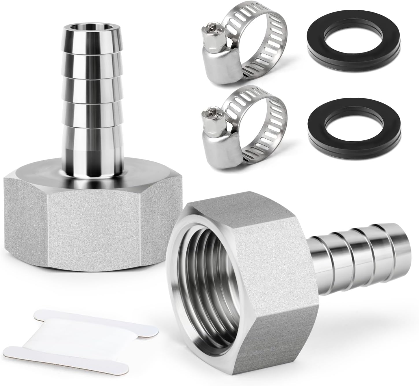 TAISHER 2PCS 304 Stainless Steel Garden Hose Repair Connector, 3/8" Barb x 3/4" GHT Female