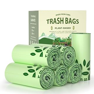 150 Count 1.6-2 Gallon Small Compost Bags, AYOTEE Biodegradable 1.6 Gallon Trash Bags, Certified By ASTM Mini Compostable Bags Strong Wastebasket Can for Bathroom Home Kitchen Fit 7.5 Liter, Green - Amazon product rated Grade B
