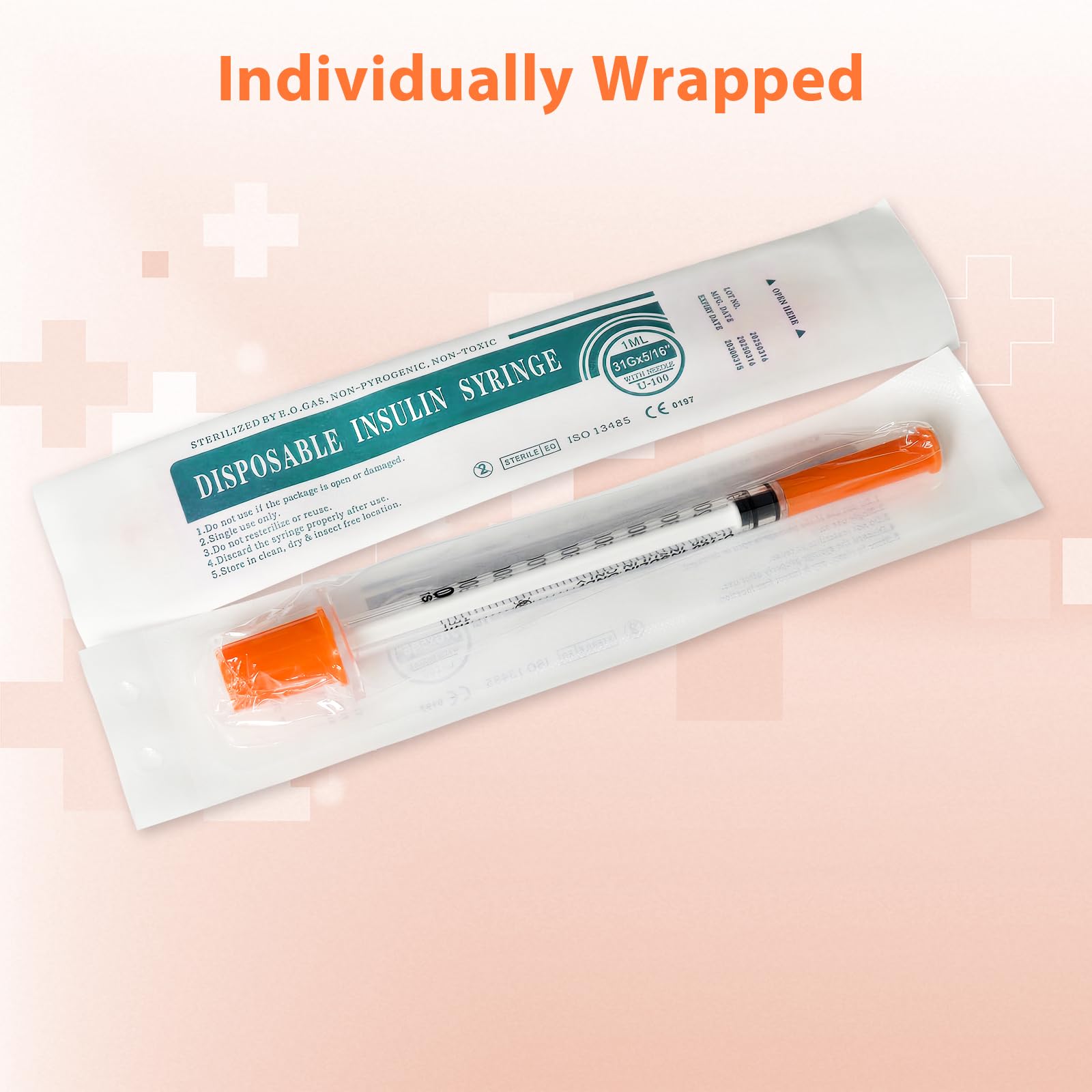 30 Pack U-100 1ml 31G 5/16 Inch 8mm Syringes with Needle, Individual Sealed — Amazon image 5