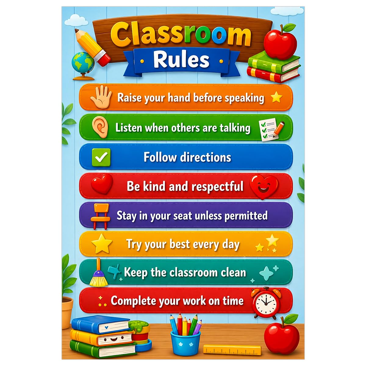 Classroom Rules wall Sticker - School Kids Manners Rules wall Sticker - Classroom Rules wall Sticker for School - School Kids Good Habits wall Sticker - Strong Adhesive-image-16