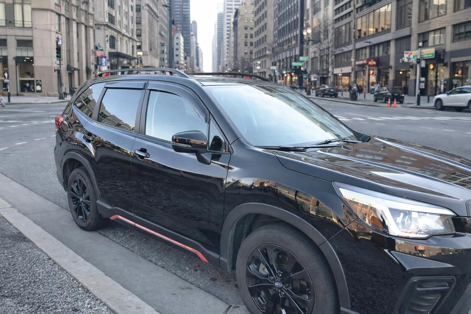 2019-2024 Tape-On Side Window Visor Deflectors for Subaru Forester Rain Guards SK Premium Sport Limited Touring Smoke Tinted Protectors 2020 2021 2022 2023