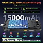 Ulocked Cell Phones Canada Blackview BV7300, 18GB+256GB+TF 2TB Phone, 15000mAh 45W Fast, 50MP+32MP+20MP Night Vision, 6.67" 90Hz Screen, Android 14 Rugged Smartphone, Dual Camp Lights, NFC/Fingerprint