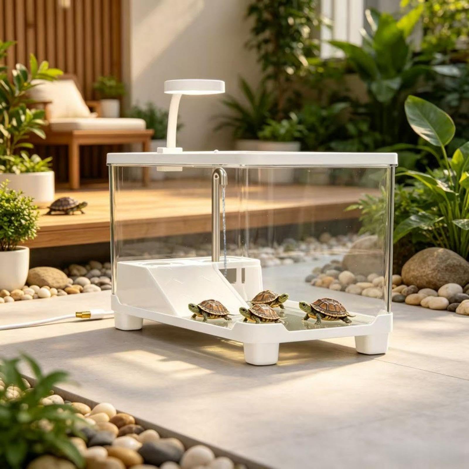 Turtles Tank - Clear Turtles akwarium terrarium Box with Basking Stage