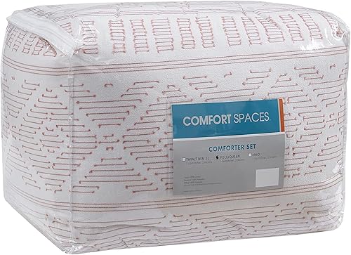 Miniatura 7 de Comfort Spaces Juego de edredón 100% algodón, diseño geométrico jacquard de mediados de siglo, alternativa al plumón, ropa de cama moderna para