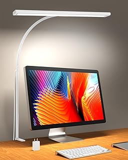160 LED candeeiro de secretária com grampo, 70CM candeeiros de mesa mais brilhantes 360° candeeiro de leitura flexível com carregador USB para trabalho estudo ou leitura - adaptador incluído