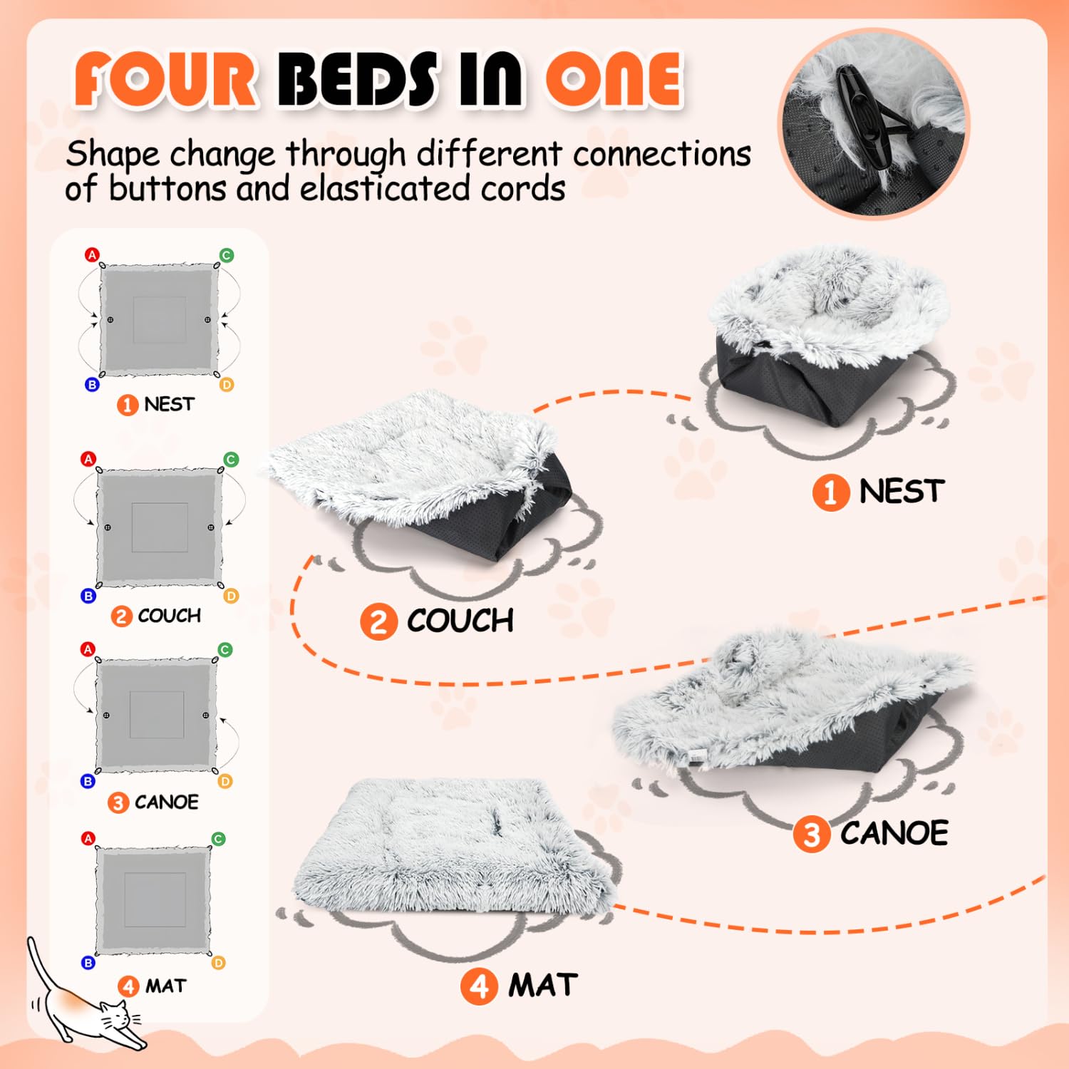 Nobleza Cat Bed, 2 in 1 Cats Beds for Indoor Cats Foldable Kitten Nest Cat Cushion - Image 4