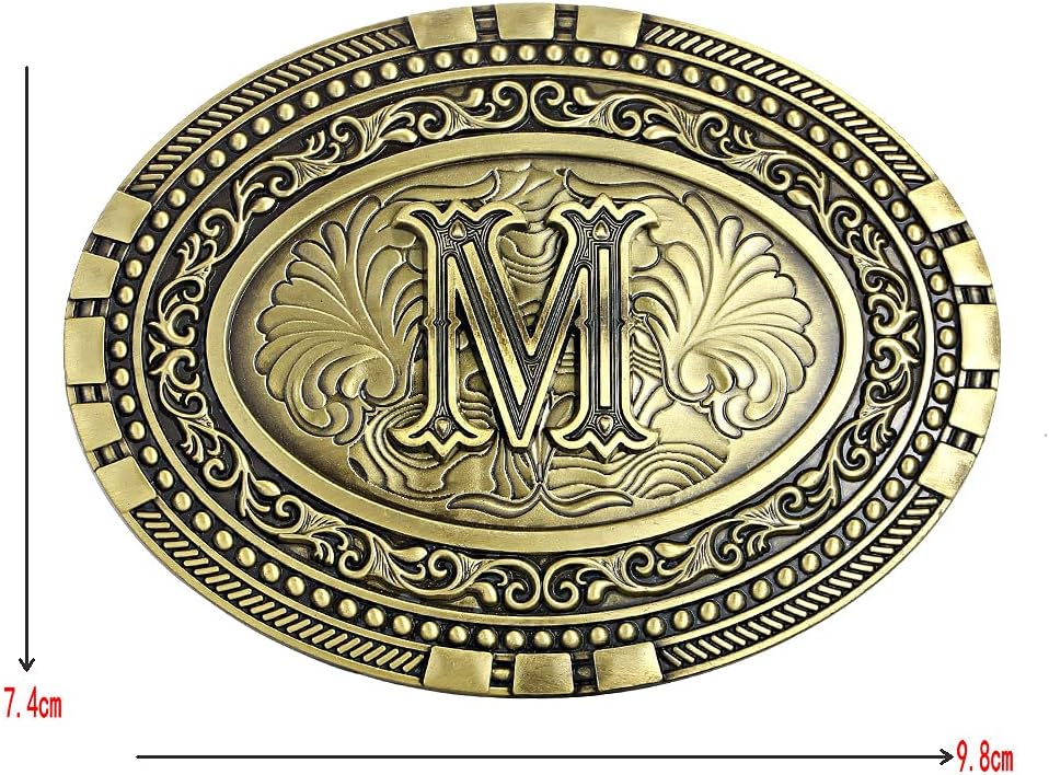KDG Mens Western Belt Buckle - Initial Cowboy Letter Oval Belt Buckles for Women