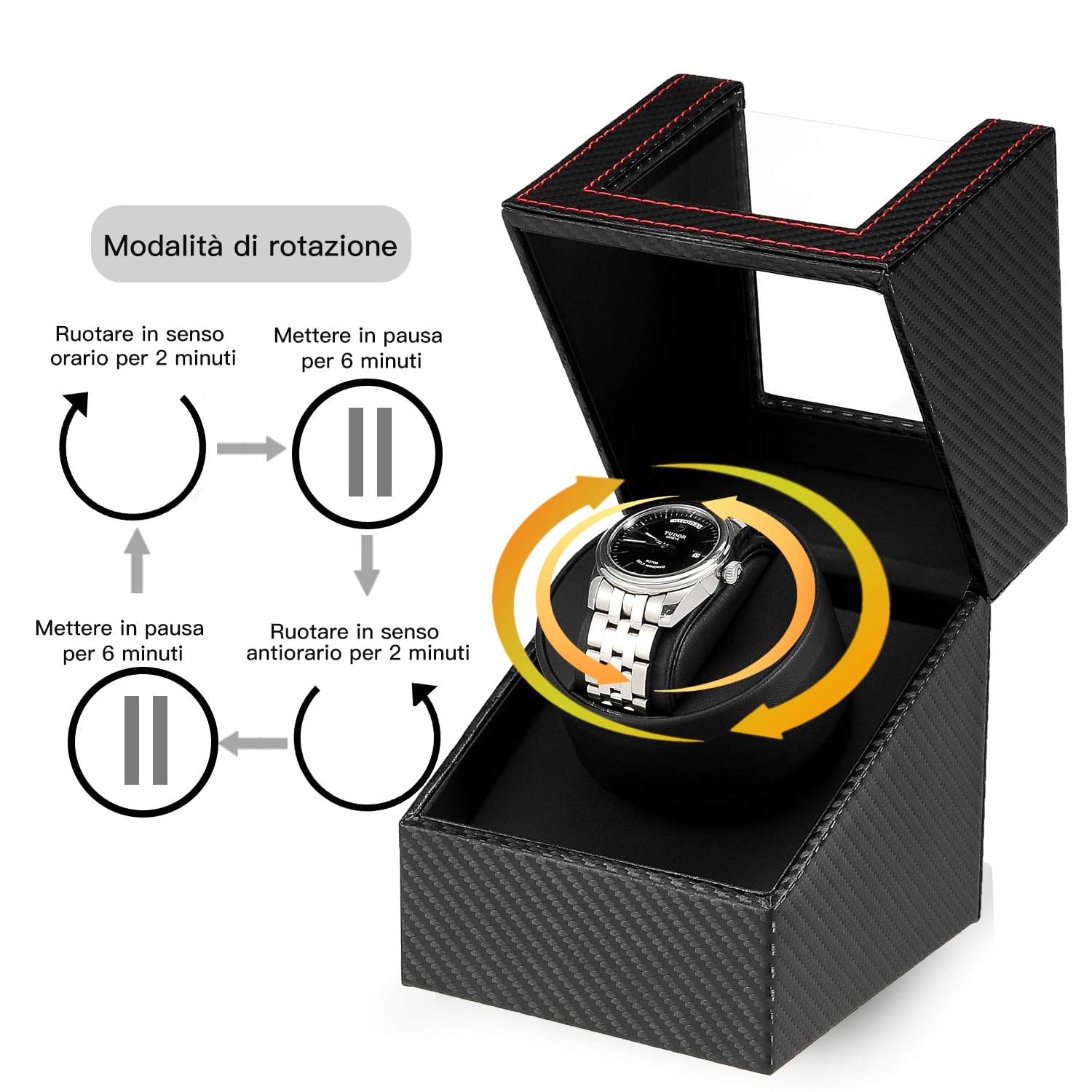 Scatola Carica Orologio Scatola orologio a carica automatica in cuoio con motore silenzioso per orologi da polso