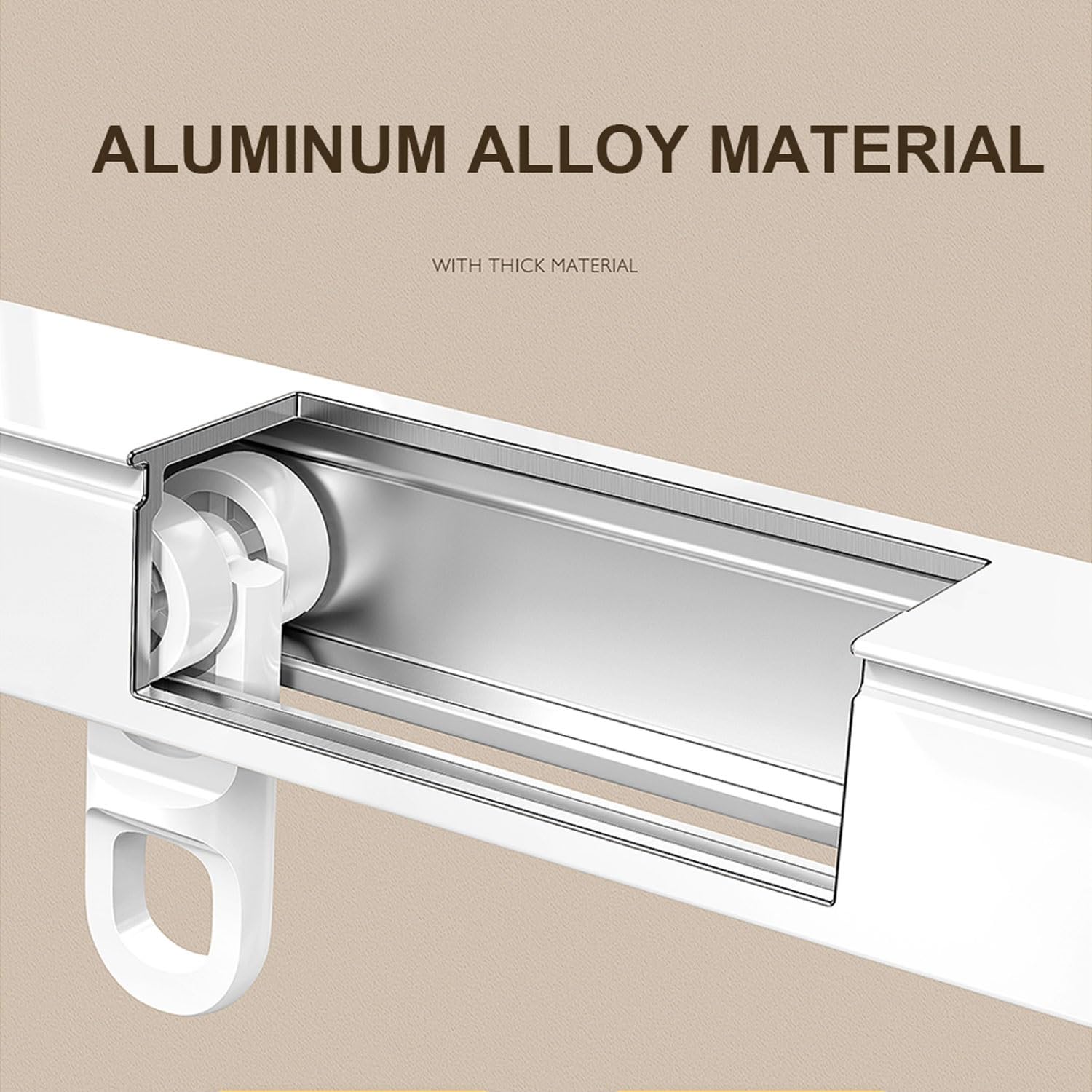 Chowana dwurzędowa szyna do zasłon – cichy system przesuwny ze stopu aluminium, regulowana długość (1,15-2,1 m), montowany na suficie/ścianie do szafek okiennych, szaf i pryszniców