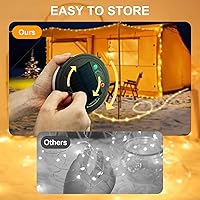 Vista 4 de Cadena de luces solares para campamento, retráctil, impermeable, 33 pies, luz LED de campamento con 8 modos de luz, luces decorativas recargables