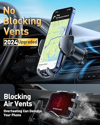 Miniatura 4 de Grado militarSoporte para teléfono para automóvil, gancho de acero más fuerte y más largo soporte de ventilación para automóvil, soporte de clip de