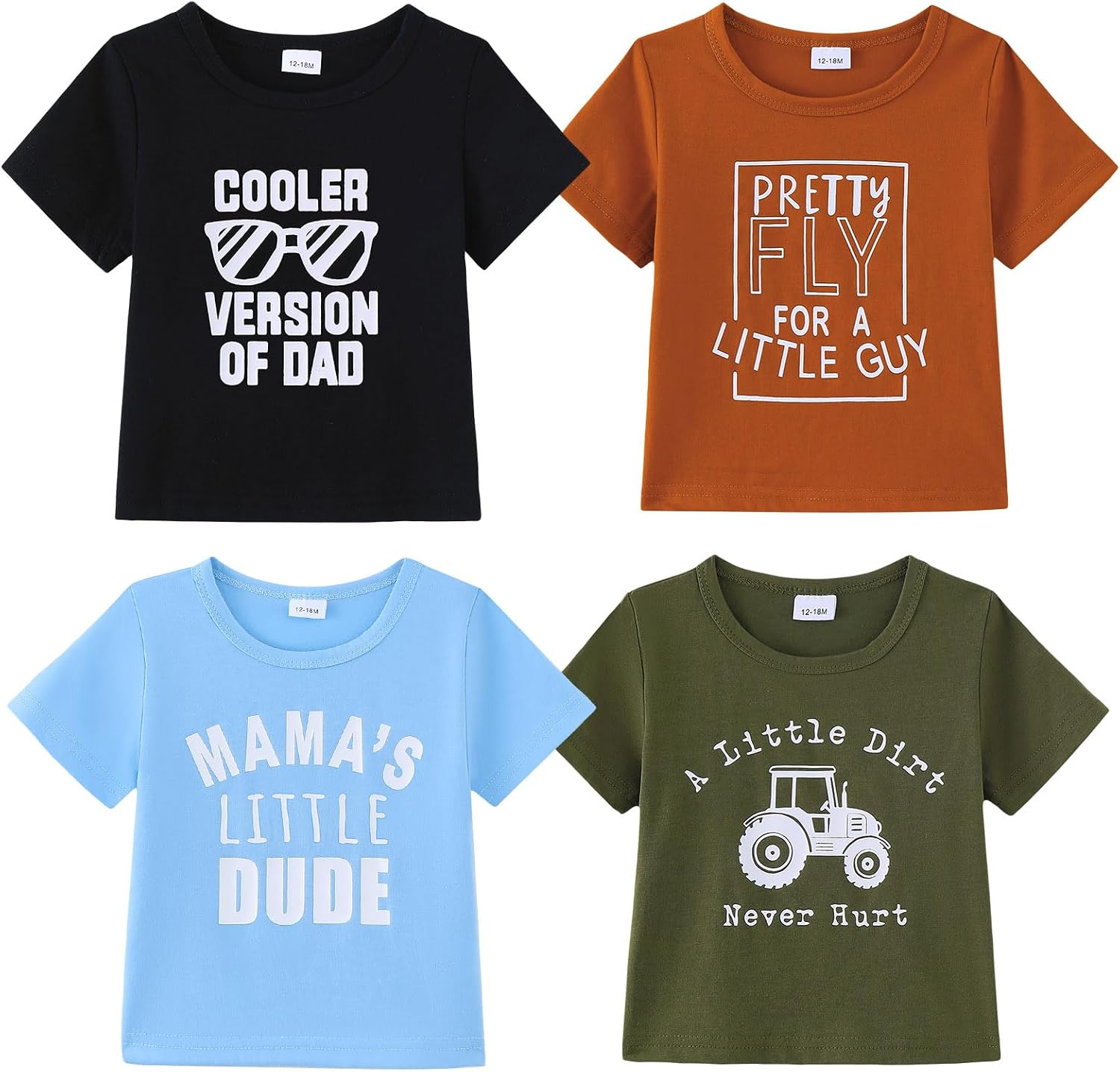 Baby Boy Clothes Toddler Boy T Shirts 6 12 18 24 Months 2T 3T 4-Pack Summer Baby Clothes for Boys Baby Tee
