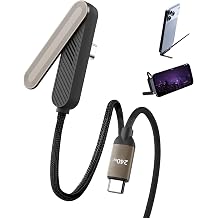 [2026 Upgrade] Invisible Holder Charger Cable,USB-C to USB-C Cable with 360 Adjustable Metal Stand, 5ft Extended Type-C Connector for Thick Cases,2 in 1 Holder Charger for Gaming,Office and Home.