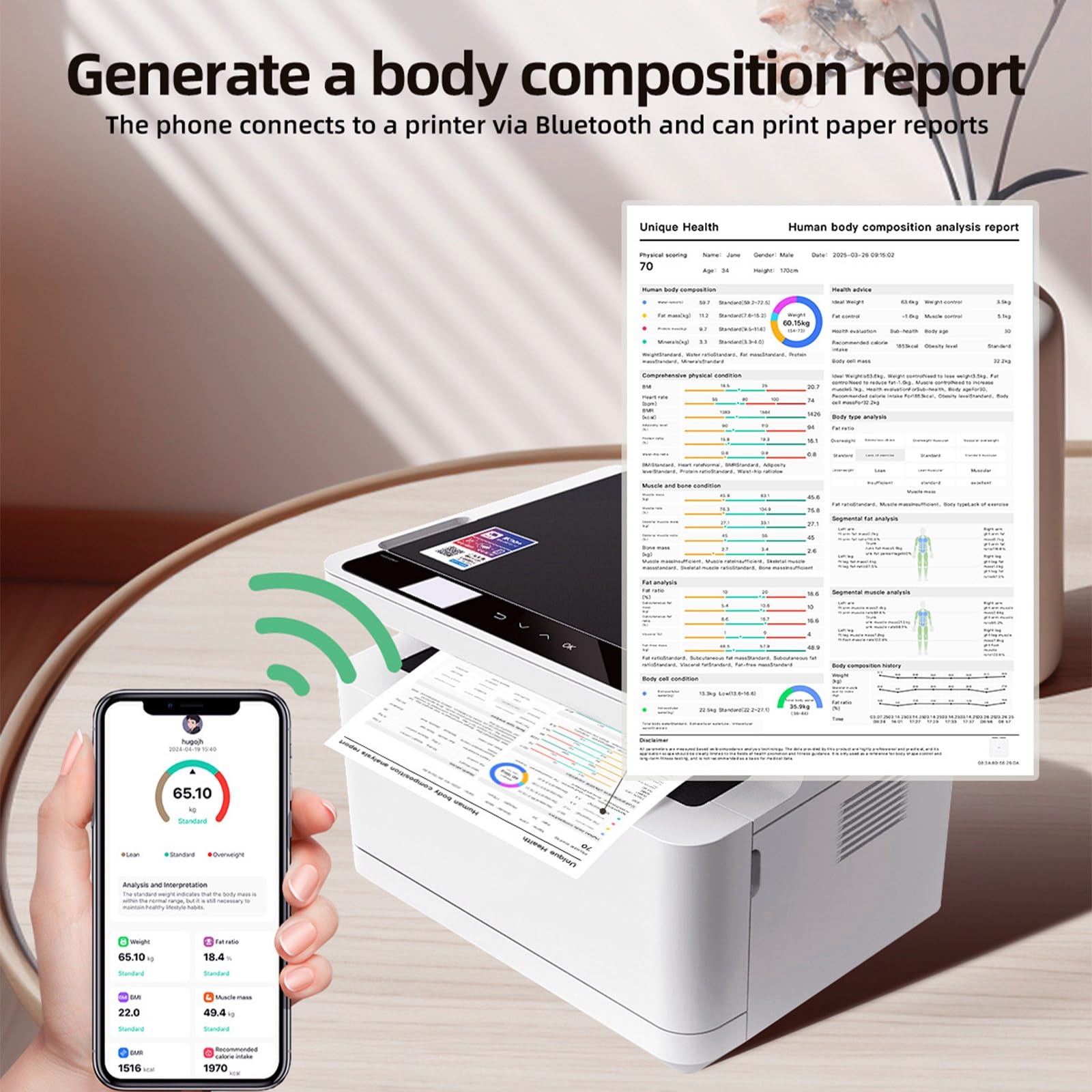 Bilancia Impedenziometrica Wi-Fi E Bluetooth, Analizzatore Composizione Corporea, Monitoraggio Peso E Grasso Corporeo, Bilancia Smart Con App, Display LCD Digitale