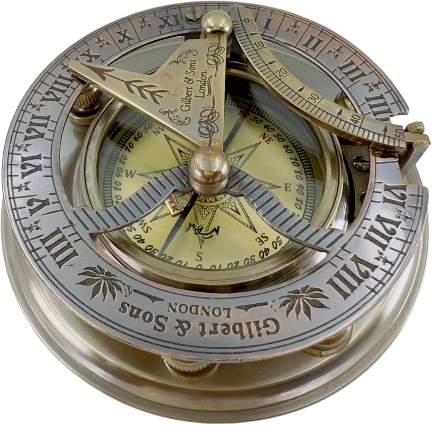 Anniversary Brass Sundial Compass Gift for Him or Her – Keepsake for Husband, Wife or Couple – 50th 40th 25th 20th 1st Year Wedding or Love Celebration – Engraved or Embossed Romantic Quote Compass