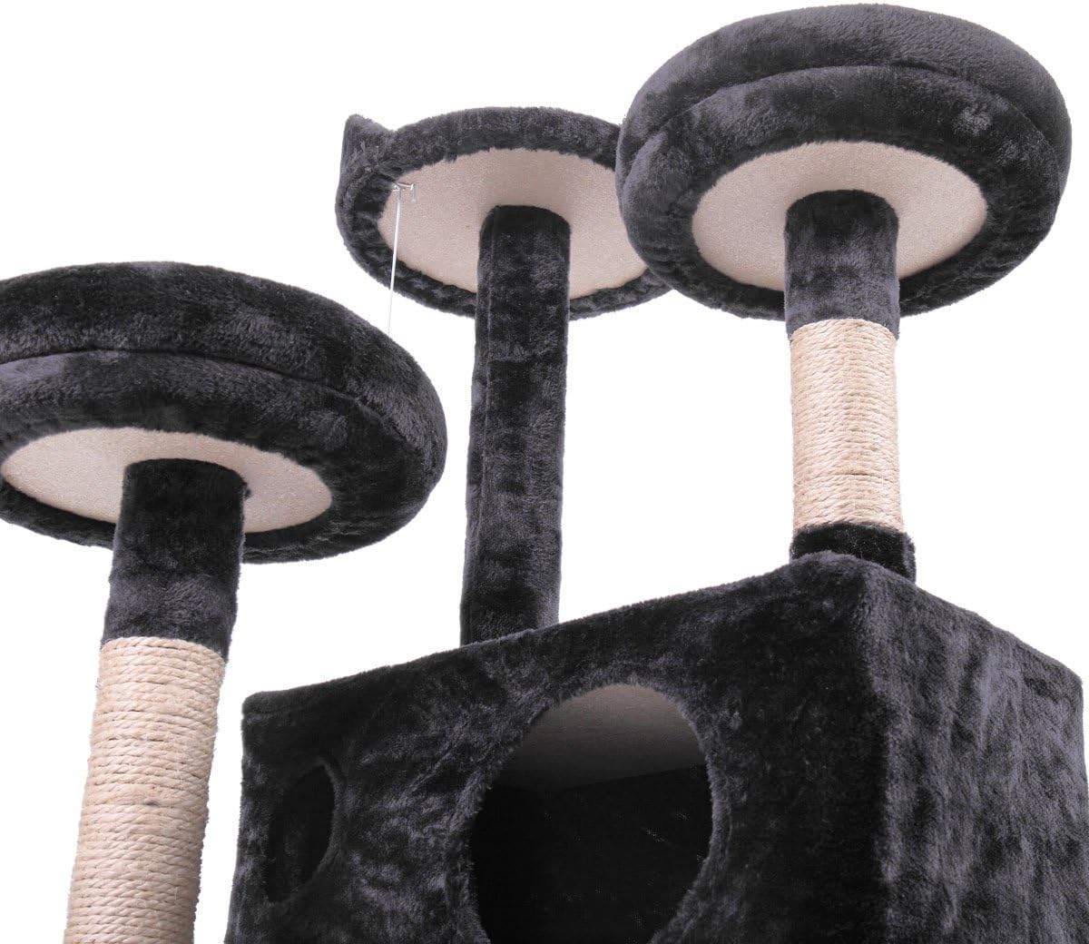 JAXPETY 60” Multi-Level Cat Tree Tower, Kitten Condo House with Scratching Posts, Kitty Play Activity Center (Black)