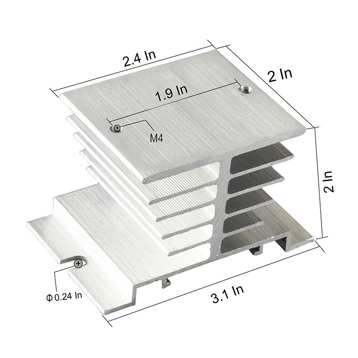 Disipador de calor SSR de aluminio 3.150x1.969x1.969 in Radiador disipador de calor para enfriar relé de estado sólido SSR 10-40A (tornillos incluidos) (3.150 inx1.969 inx1.969 in) (tono 2